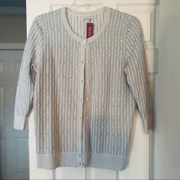 Merona Sweaters - Merona Sweater Gray/Cream Button Front